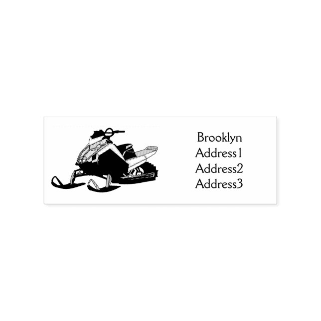 Snowmobile cartoon illustration rubber stamp (Imprint)