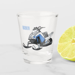 Snowmobile cartoon illustration shot glass
