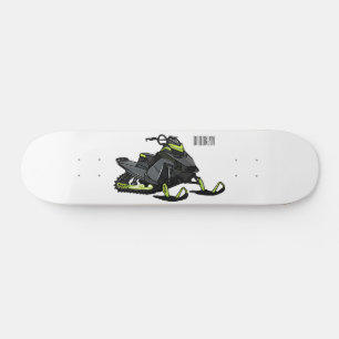 Snowmobile cartoon illustration  skateboard