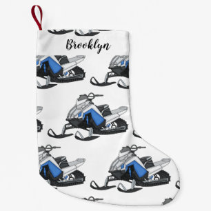 Snowmobile cartoon illustration small christmas stocking