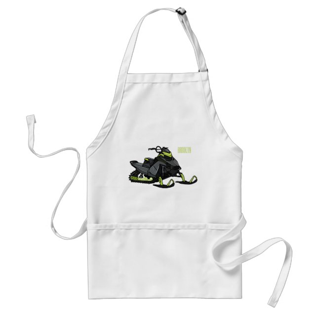 Snowmobile cartoon illustration  standard apron (Front)