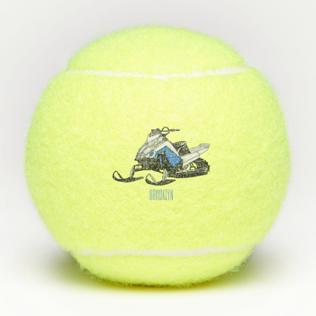 Snowmobile cartoon illustration  tennis balls (Front)