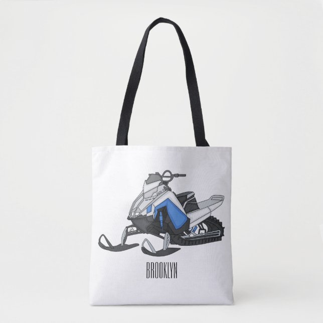 Snowmobile cartoon illustration tote bag (Front)