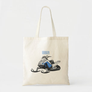 Snowmobile cartoon illustration tote bag