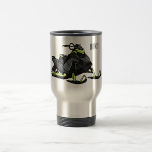 Snowmobile cartoon illustration travel mug