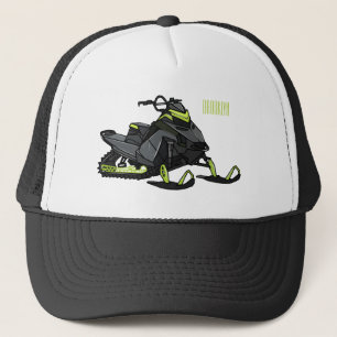 Snowmobile cartoon illustration trucker hat