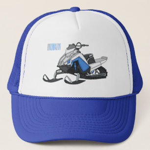 Snowmobile cartoon illustration trucker hat