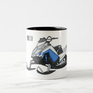 Snowmobile cartoon illustration Two-Tone coffee mug