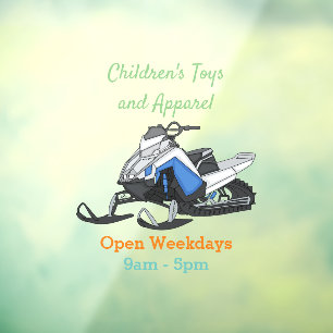 Snowmobile cartoon illustration window cling