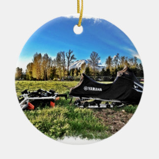 snowmobile ceramic tree decoration