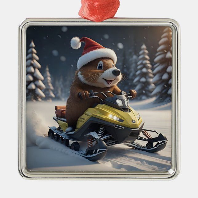 Snowmobile Christmas Ornament (Front)