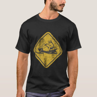 Snowmobile Crossing Sign Hoodie Distressed T-Shirt