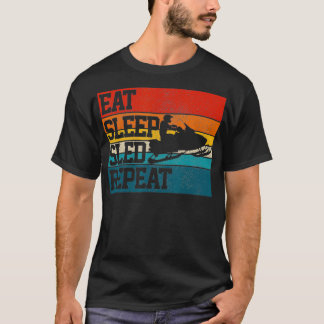 Snowmobile Eat Sleep Sled Repeat Funny Vintage Gif T-Shirt