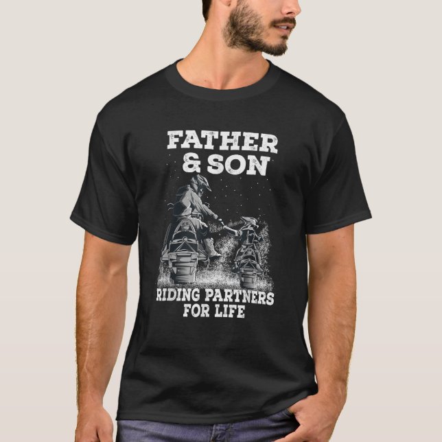 Snowmobile Father and Son Riding Partners For Life T-Shirt (Front)