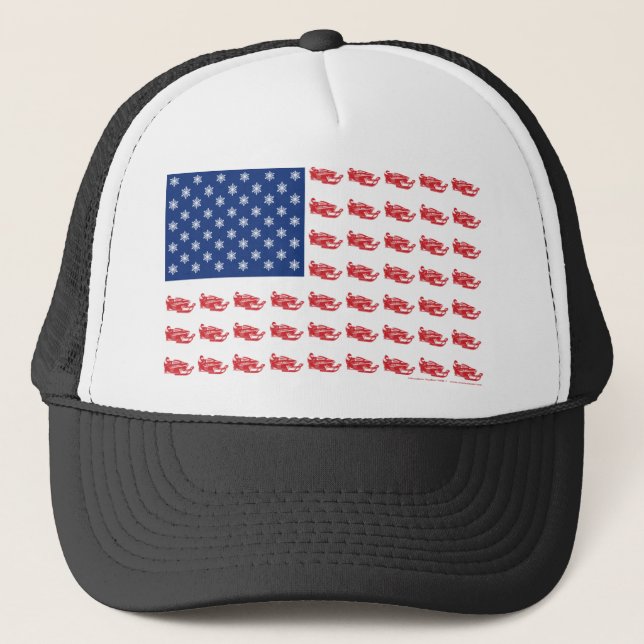 Snowmobile Flag Trucker Hat (Front)