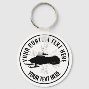 Snowmobile Icon Custom Keychain