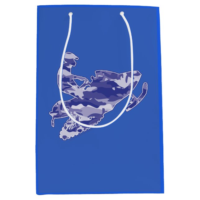 Snowmobile in Camouflage Blue Medium Gift Bag (Front)