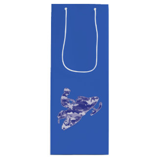 Snowmobile in Camouflage Blue Wine Gift Bag