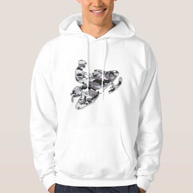 Snowmobile in Camouflage Grey Hoodie (Front)