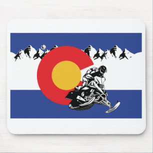 Snowmobile-in-Colorado-Flag Mouse Mat