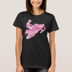 Snowmobile in Pink Camouflage T-Shirt