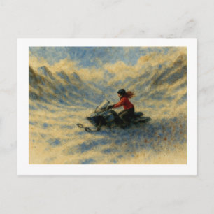 Snowmobile In The Mountains, Postcard