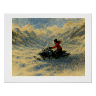 Snowmobile In The Mountains,  Poster