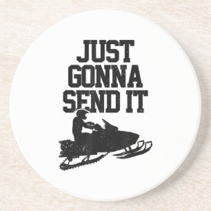 Snowmobile Just Gonna Send It Funny Motor Sled Gif Coaster