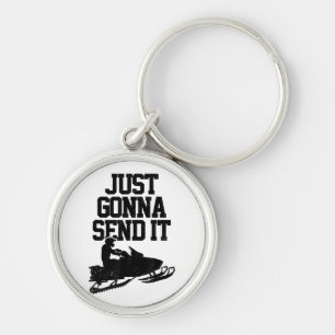 Snowmobile Just Gonna Send It Funny Motor Sled Gif Key Ring