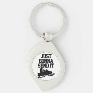 Snowmobile Just Gonna Send It Funny Motor Sled Gif Key Ring