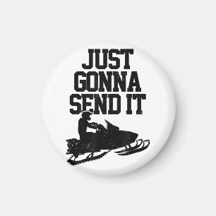 Snowmobile Just Gonna Send It Funny Motor Sled Gif Magnet