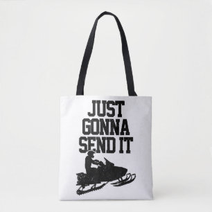 Snowmobile Just Gonna Send It Funny Motor Sled Gif Tote Bag