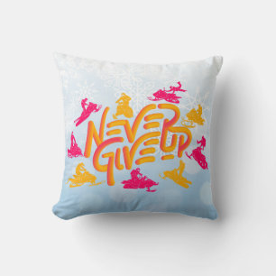 Snowmobile Lover Never Give Up Quote Cushion