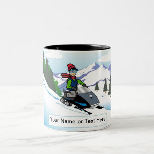 Snowmobile - Male Cartoon by PrintedPerfection.com Two-Tone Coffee Mug