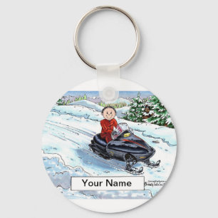 Snowmobile - Male Cartoon Key Ring