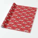 Snowmobile Mountains Patterned Winter Christmas  Wrapping Paper<br><div class="desc">This festive wrapping paper with a vintage style is perfect for wrapping us Christmas gifts or a present for your favourite snowmobiler. this gift wrap features a pattern of snowmobiles,  snowy mountains and fluffy clouds in shades of blue and ivory or cream set against a red background.</div>