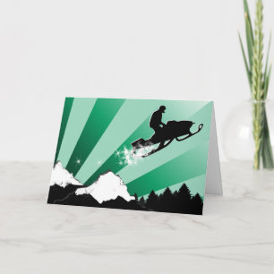 snowmobile. pthalo. holiday card