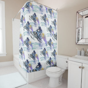 Snowmobile Racing, Snocross Shower Curtain