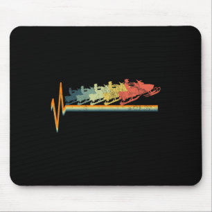 Snowmobile Retro Heartbeat Vintage Love Gift  Mouse Mat