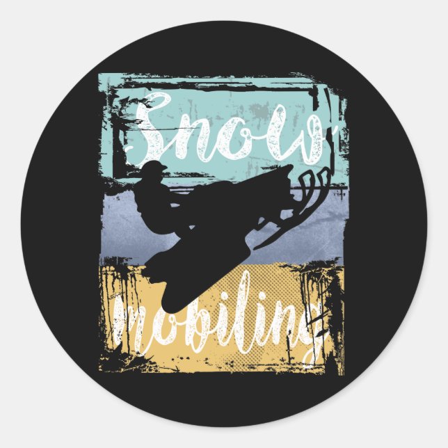 Snowmobile Retro Style Snowmobiling Classic Round Sticker (Front)
