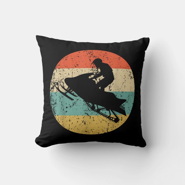 Snowmobile Retro Style Snowmobiling Cushion (Front)