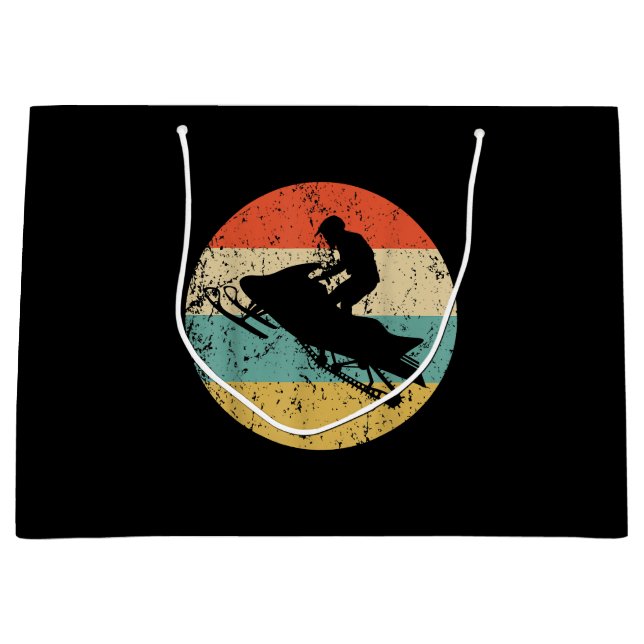 Snowmobile Retro Style Snowmobiling Large Gift Bag (Front)