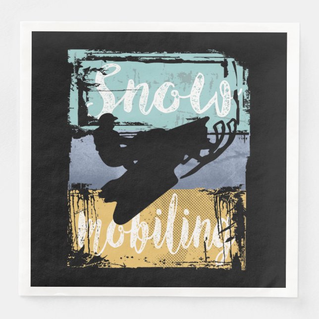 Snowmobile Retro Style Snowmobiling Napkin (Front)