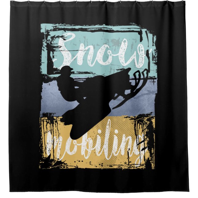 Snowmobile Retro Style Snowmobiling Shower Curtain (Front)