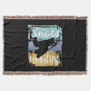 Snowmobile Retro Style Snowmobiling Throw Blanket