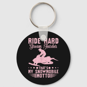 Snowmobile Ride Hard Winter Sports Men Women Key Ring