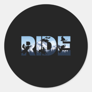 Snowmobile Ride Snow Mountain Motor Sled Winter Sp Classic Round Sticker