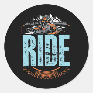 Snowmobile Ride Snowmobiling Winter Adventure Spor Classic Round Sticker