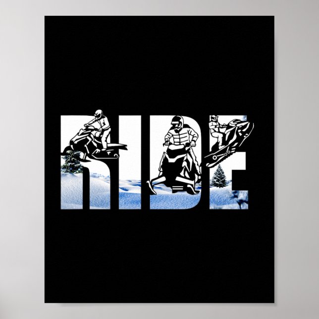 Snowmobile Ride Snowmobiling Winter Sport Skiers S Poster (Front)