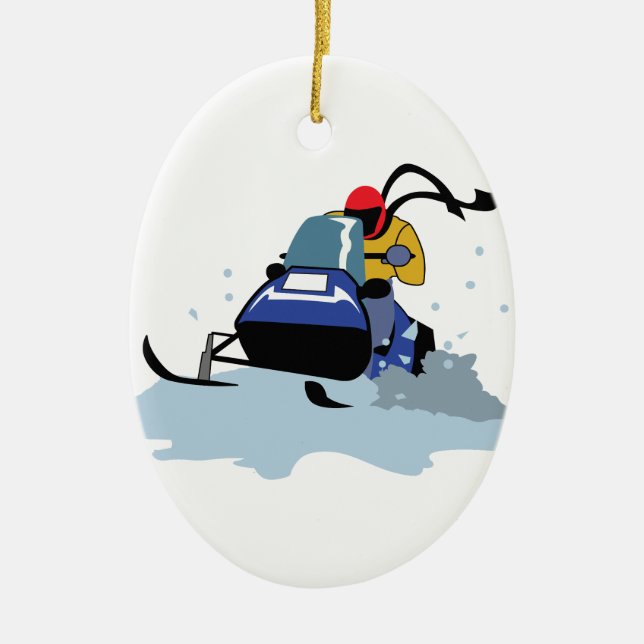 SNOWMOBILE RIDER CERAMIC TREE DECORATION (Front)